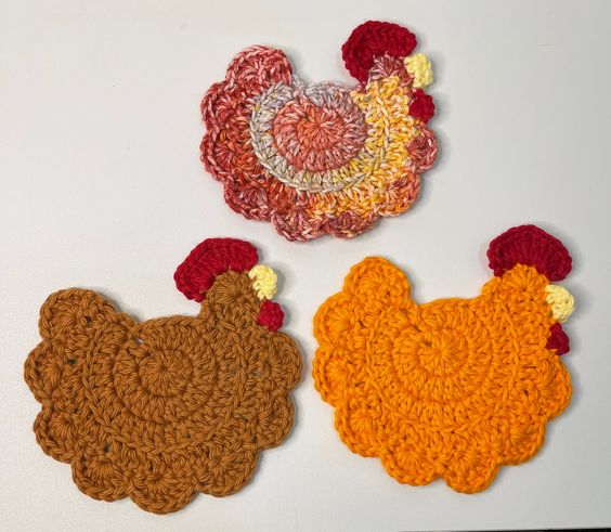 Crochet Chicken Coasters - Handmade Learning Here