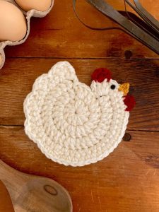 crochet chicken coasters