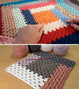  Log Cabin Granny Square Blanket 